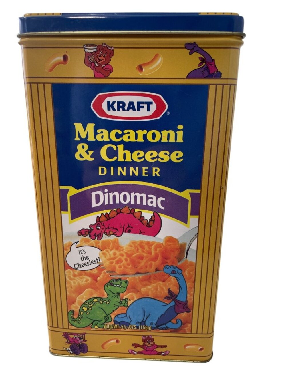 Vintage 90s Kraft Macaroni & Cheese Tin Dinomac & Original Graphics Collectible